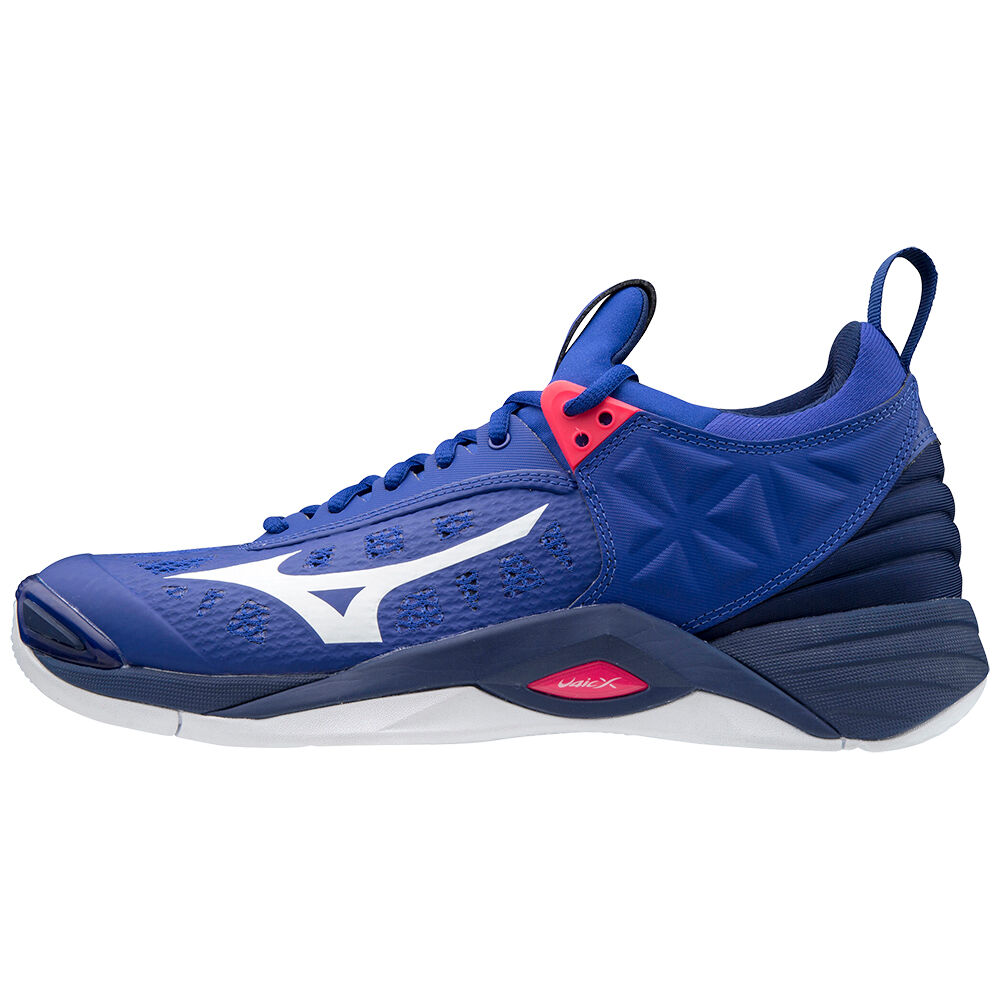 Sapatilhas Voleibol Mizuno Wave Momentum - Homem - Azuis/Branco/Rosa - IZMFB8043